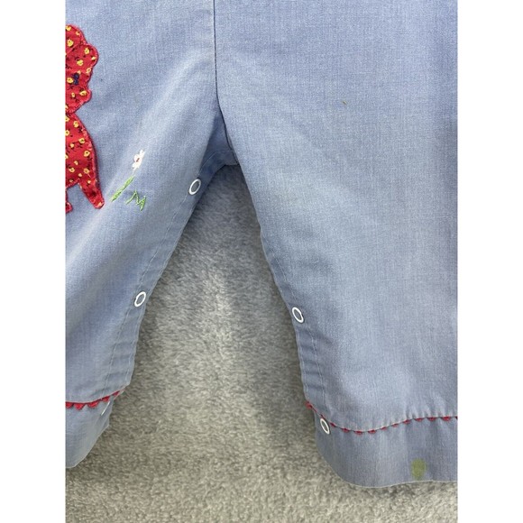Thomas Baby Girl's Coverall Large Vintage Blue Lamb Patch Snap Button bottom - Picture 10 of 14